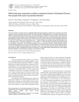 Differential Gene Expression Profiles in Peripheral Blood in Northeast Chinese Han People with Acute Myocardial Infarction