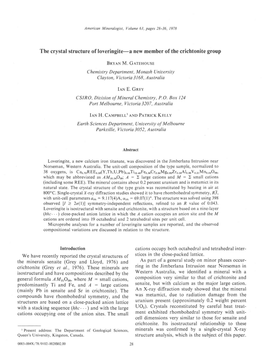 The Crystal Structure of Loveringite-A New Member of the Crichtonite Group