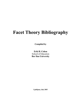 Facet Theory Bibliography