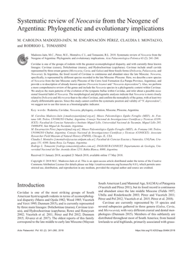 Systematic Review of Neocavia from the Neogene of Argentina: Phylogenetic and Evolutionary Implications