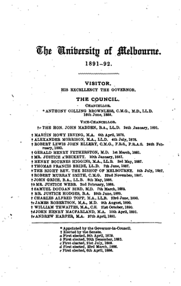 1891-92. Visitor. the Council