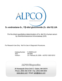 5Α-Androstane-3Α, 17Β-Diol Glucuronide (3Α Diol G)