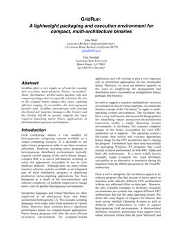 Gridrun: a Lightweight Packaging and Execution Environment for Compact, Multi-Architecture Binaries