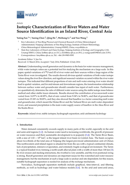 Isotopic Characterization of River Waters and Water Source Identiﬁcation in an Inland River, Central Asia