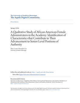 A Qualitative Study of African American Female Administrators In