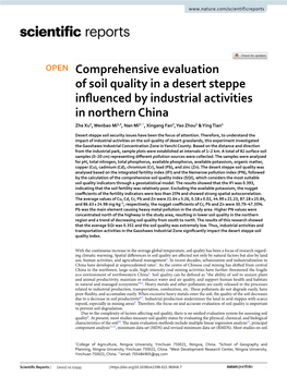 Comprehensive Evaluation of Soil Quality in a Desert Steppe