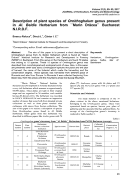 Description of Plant Species of Ornithoghalum Genus Present in Al