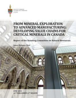 Developing Value Chains for Critical Minerals in Canada