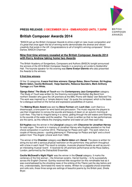 British Composer Awards 2014