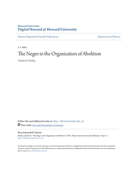 The Negro in the Organization of Abolition