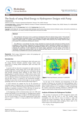 The Study of Using Wind Energy to Hydropower Designs with Pump