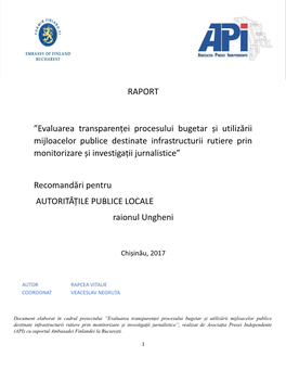 "Evaluarea Transparenței Procesului Bugetar Și Utilizării Mijloacelor