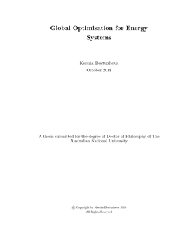 Global Optimisation for Energy Systems