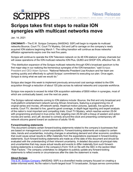 Scripps Takes First Steps to Realize ION Synergies with Multicast Networks Move