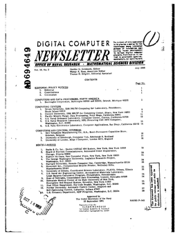 OFFICE of NAVAL RESEARCH • MATEMATIC-AL -Ci,DB-MW July 1968 Vol