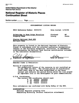 National Register of Historic Places Continuation Sheet