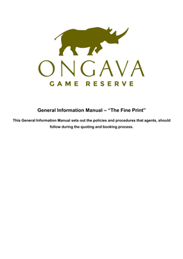 General Information Manual – “The Fine Print”