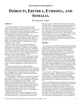 The Mineral Industries of Djibouti, Eritrea, Ethiopia, and Somalia in 2000