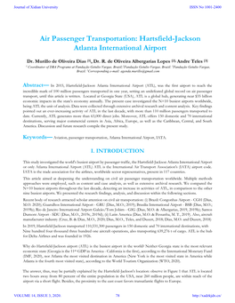 Air Passenger Transportation: Hartsfield-Jackson Atlanta International Airport