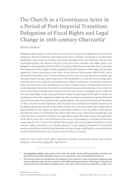 The Church As a Governance Actor in a Period of Post-Imperial Transition: Delegation of Fiscal Rights and Legal Change in 10Th-Century Churraetia1