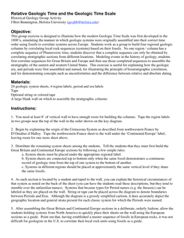 Geologic Time Scale Group Activity