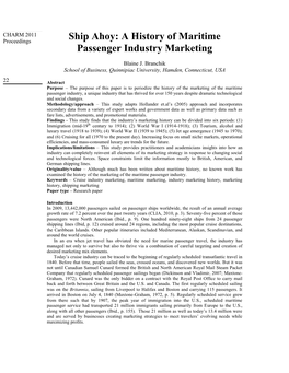 Ship Ahoy: a History of Maritime Passenger Industry Marketing