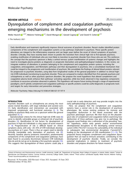 Dysregulation of Complement and Coagulation Pathways: Emerging