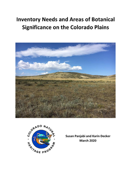Inventory Needs and Areas of Botanical Significance on the Colorado Plains
