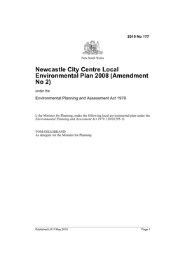 Newcastle City Centre Local Environmental Plan 2008 (Amendment No 2) Under the Environmental Planning and Assessment Act 1979