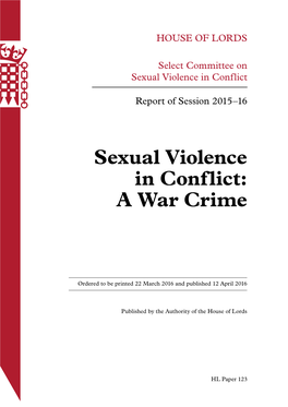 Sexual Violence in Conflict: a War Crime