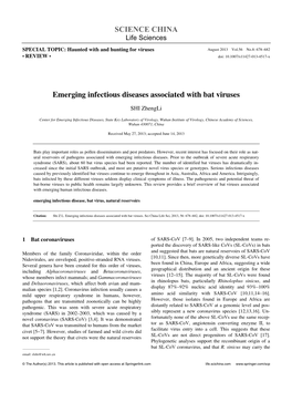 Emerging Infectious Diseases Associated with Bat Viruses