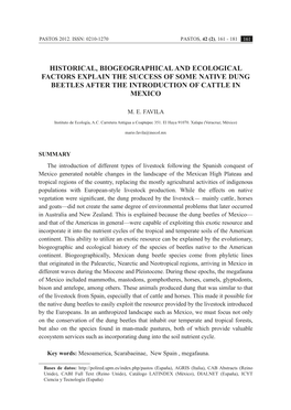 Historical, Biogeographical and Ecological Factors Explain the Success of Some Native Dung Beetles After the Introduction of Cattle in Mexico