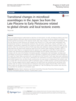 Transitional Changes in Microfossil Assemblages in the Japan Sea From