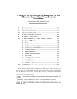 Is Botswana the Miracle of Africa: Democracy, the Rule of Law, and Human Rights Versus Economic Development