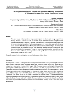 The Struggle for Integration of Refugees and Immigrants: Examples of Integration of Refugees in European Cities and the Case Study of Athens