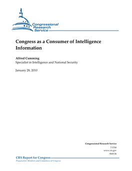 Congress As a Consumer of Intelligence Information