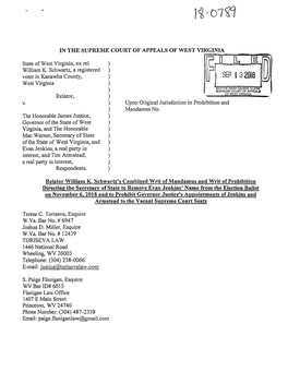 Petition, State Ex Rel. William K. Schwartz V. James Justice