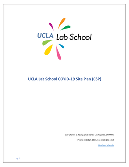 UCLA Lab School COVID-19 Site Plan (CSP)