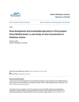 Rural Development and Sustainable Agriculture in the European Union Mediterranean: a Case Study on Olive Oil Production in Kefalonia, Greece