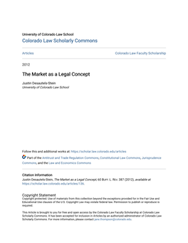 The Market As a Legal Concept