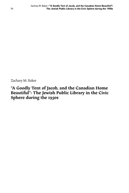 “A Goodly Tent of Jacob, and the Canadian Home Beautiful”: The