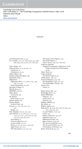 The Cambridge Companion to British Fiction: 1980–2018 Edited by Peter Boxall Index More Information