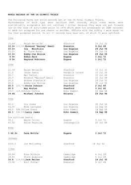 World Records at the Olympic Trials