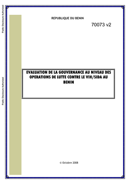 Evaluation De La Gouvernance Au Niveau Des Operations De Lutte Contre Le Vih/Sida Au