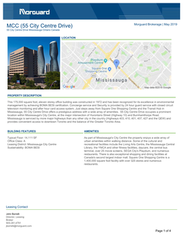 MCC (55 City Centre Drive) Morguard Brokerage | May 2019 55 City Centre Drive Mississauga Ontario Canada