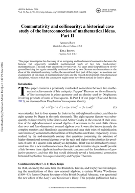 A Historical Case Study of the Interconnection of Mathematical Ideas