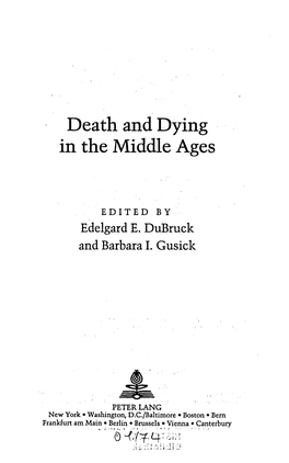 Death and Dying in the Middle Ages