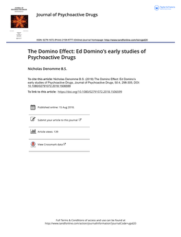 Ed Domino's Early Studies of Psychoactive Drugs