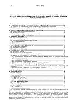 1 15/02/2008 the Jellyfish Exercises and the Reichian