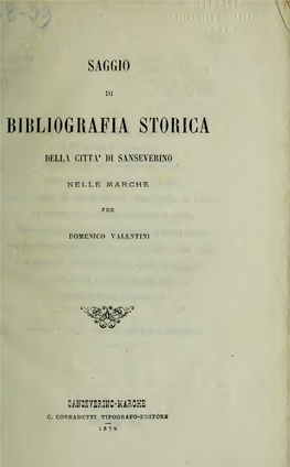 Bibliografia Storica Di San Severino Marche